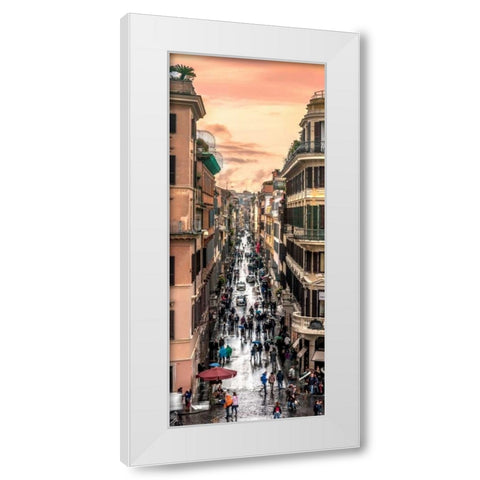 City street, Rome, Italy White Modern Wood Framed Art Print by Frank, Assaf