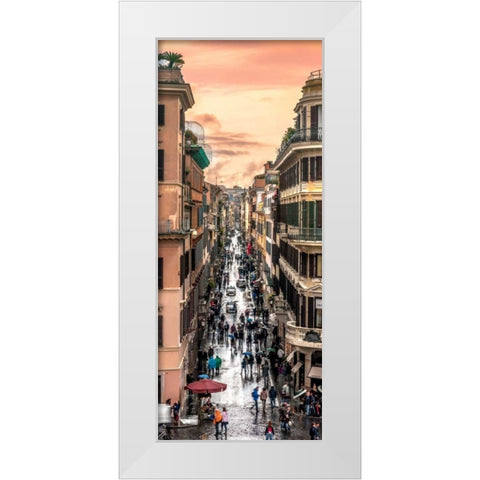 City street, Rome, Italy White Modern Wood Framed Art Print by Frank, Assaf
