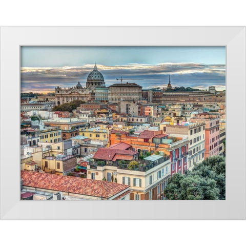 Vatican city and St. Peters Basilica, Rome, Italy White Modern Wood Framed Art Print by Frank, Assaf