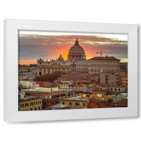 Vatican city with St. Peters Basilica, Rome, Italy White Modern Wood Framed Art Print by Frank, Assaf
