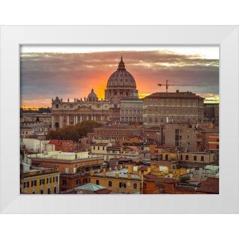 Vatican city with St. Peters Basilica, Rome, Italy White Modern Wood Framed Art Print by Frank, Assaf
