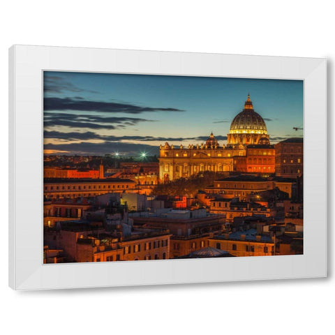 Vatican city with St. Peters Basilica, Rome, Italy White Modern Wood Framed Art Print by Frank, Assaf