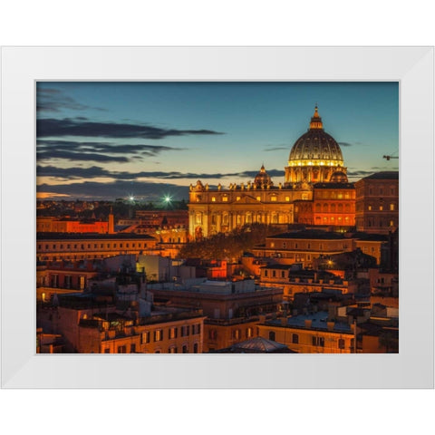 Vatican city with St. Peters Basilica, Rome, Italy White Modern Wood Framed Art Print by Frank, Assaf