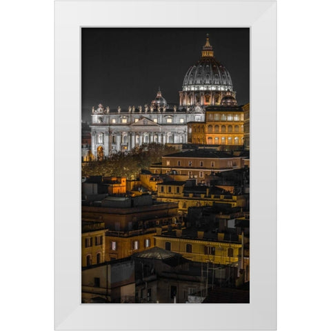 Vatican city with St. Peters Basilica, Rome, Italy White Modern Wood Framed Art Print by Frank, Assaf