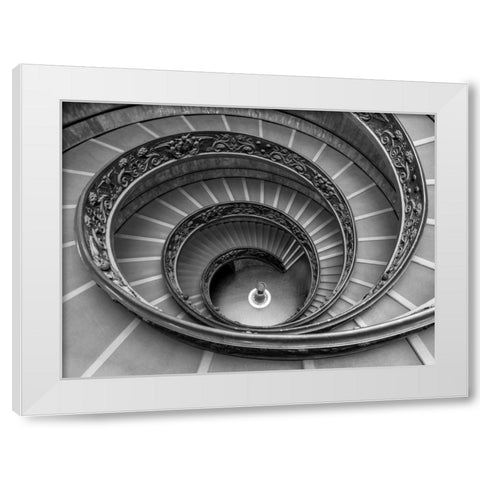 Spiral staircase at the Vatican museum, Rome, Italy White Modern Wood Framed Art Print by Frank, Assaf