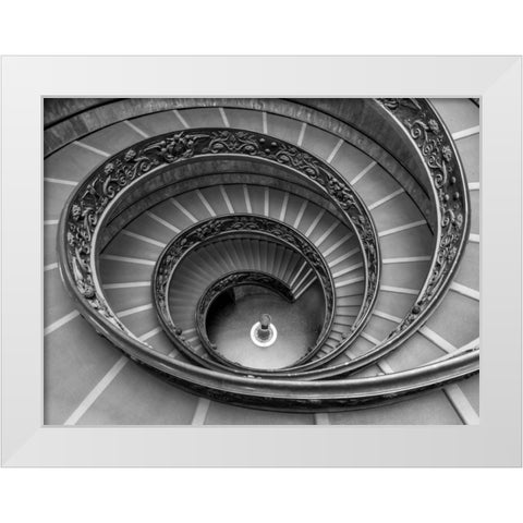 Spiral staircase at the Vatican museum, Rome, Italy White Modern Wood Framed Art Print by Frank, Assaf