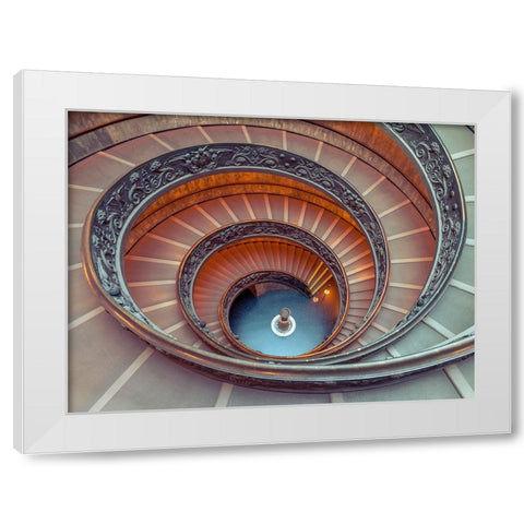 Spiral staircase at the Vatican museum, Rome, Italy White Modern Wood Framed Art Print by Frank, Assaf