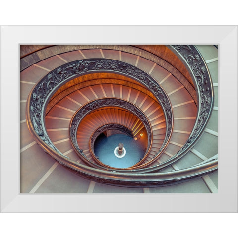 Spiral staircase at the Vatican museum, Rome, Italy White Modern Wood Framed Art Print by Frank, Assaf