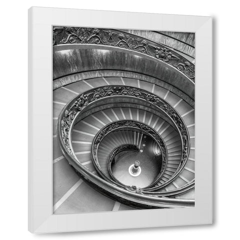 Spiral staircase at the Vatican museum-Rome-Italy White Modern Wood Framed Art Print by Frank, Assaf