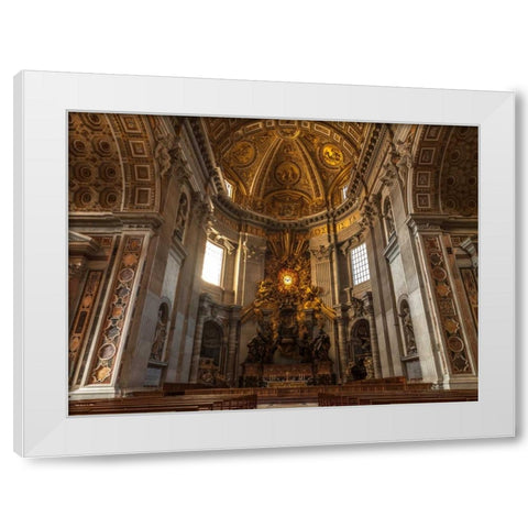 Inside of St. Peters Basilica, Rome, Italy White Modern Wood Framed Art Print by Frank, Assaf