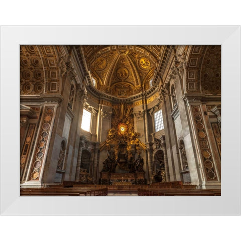 Inside of St. Peters Basilica, Rome, Italy White Modern Wood Framed Art Print by Frank, Assaf
