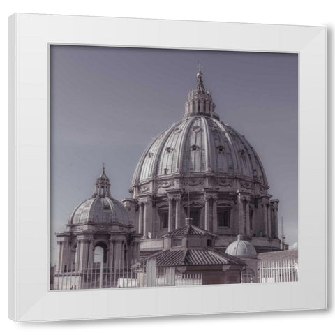 St. Peters Basilica dome, Rome, Italy White Modern Wood Framed Art Print by Frank, Assaf