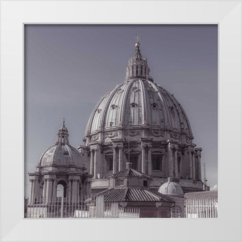 St. Peters Basilica dome, Rome, Italy White Modern Wood Framed Art Print by Frank, Assaf