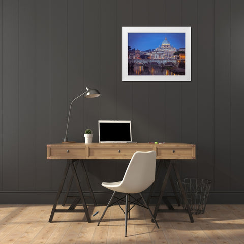 View of Basilica di San Pietro in Vatican, Rome, Italy White Modern Wood Framed Art Print by Frank, Assaf