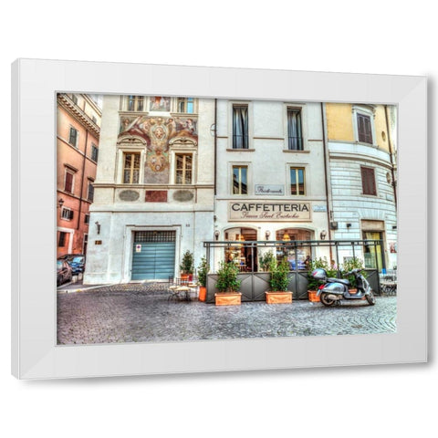 Cafeteria in Rome, Italy White Modern Wood Framed Art Print by Frank, Assaf