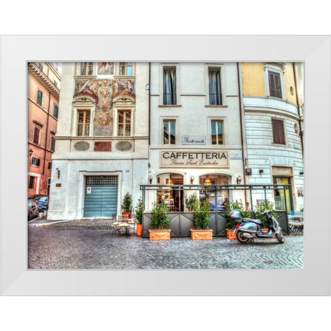 Cafeteria in Rome, Italy White Modern Wood Framed Art Print by Frank, Assaf