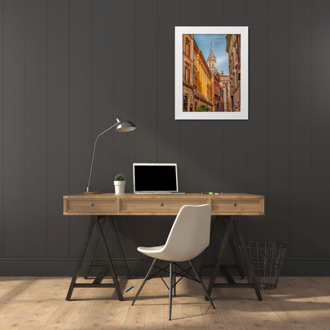 Old buildings in city of Rome, Italy White Modern Wood Framed Art Print by Frank, Assaf