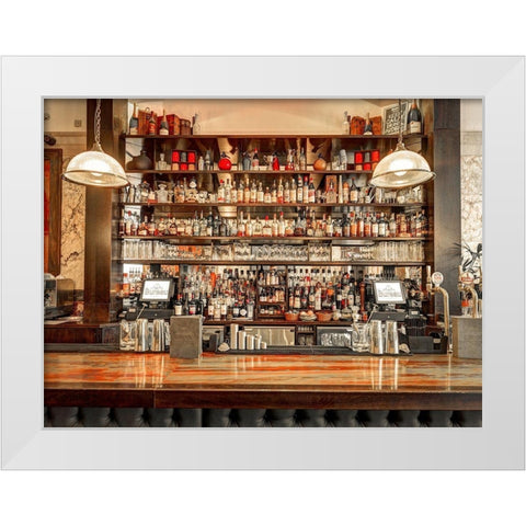 Bar in Birmingham-UK White Modern Wood Framed Art Print by Frank, Assaf