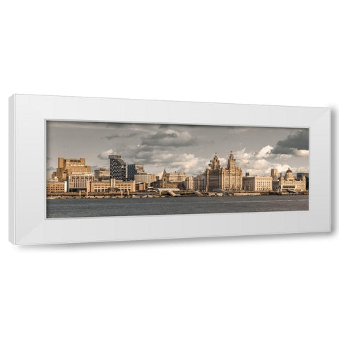 Liverpool skyline across the River Mersey, UK White Modern Wood Framed Art Print by Frank, Assaf