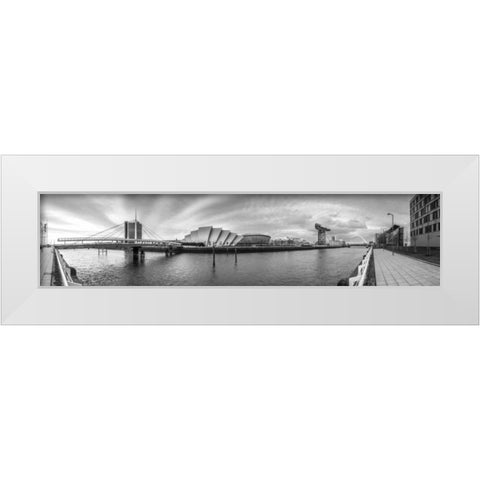 View along the river Clyde, Glasgow, FTBR-1814 White Modern Wood Framed Art Print by Frank, Assaf