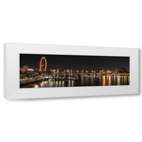 London cityscape over river Thames White Modern Wood Framed Art Print by Frank, Assaf