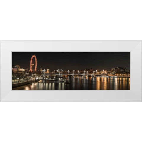 London cityscape over river Thames White Modern Wood Framed Art Print by Frank, Assaf