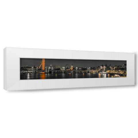 Panoramic view of London skyline over River Thames White Modern Wood Framed Art Print by Frank, Assaf