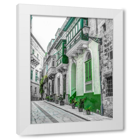 Traditional maltese houses in Birgu, Malta White Modern Wood Framed Art Print by Frank, Assaf