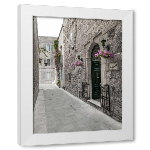 Traditional houses on narrow lanes of Mdina, Malta White Modern Wood Framed Art Print by Frank, Assaf