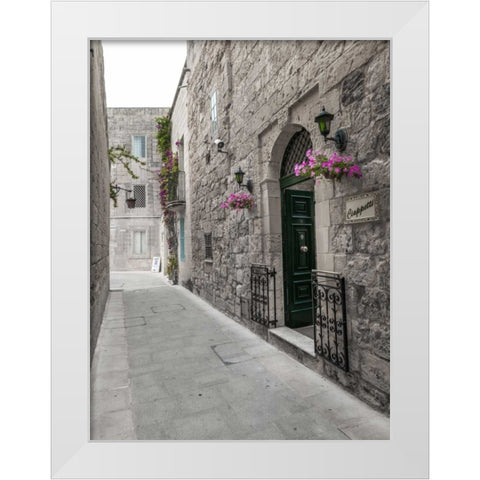 Traditional houses on narrow lanes of Mdina, Malta White Modern Wood Framed Art Print by Frank, Assaf