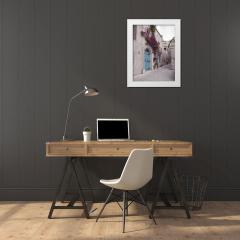 Traditional houses on narrow lanes of Mdina, Malta White Modern Wood Framed Art Print by Frank, Assaf