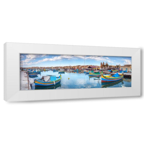 Marsaxlokk harbour, Malta White Modern Wood Framed Art Print by Frank, Assaf