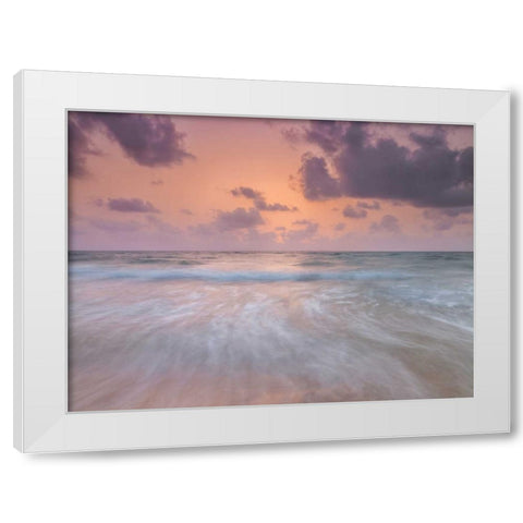 Tranquil beach with cloudscapes White Modern Wood Framed Art Print by Frank, Assaf