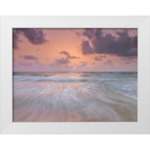 Tranquil beach with cloudscapes White Modern Wood Framed Art Print by Frank, Assaf