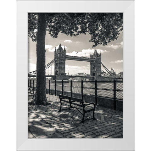 Thames promenade with Tower bridge in background, London, UK White Modern Wood Framed Art Print by Frank, Assaf
