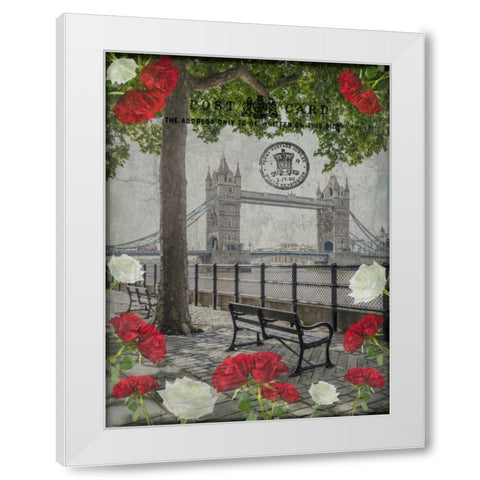Thames promenade with Tower bridge in background, London, UK White Modern Wood Framed Art Print by Frank, Assaf