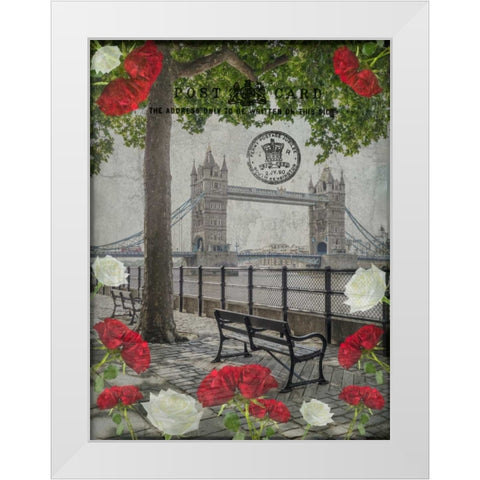 Thames promenade with Tower bridge in background, London, UK White Modern Wood Framed Art Print by Frank, Assaf