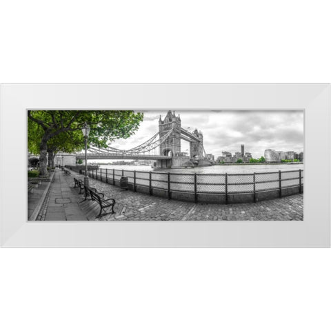 Thames promenade with Tower bridge in background, London, UK White Modern Wood Framed Art Print by Frank, Assaf