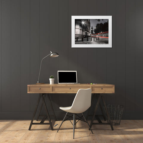 View of Big Ben from street, London, UK White Modern Wood Framed Art Print by Frank, Assaf