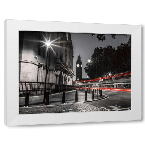 View of Big Ben from street, London, UK White Modern Wood Framed Art Print by Frank, Assaf