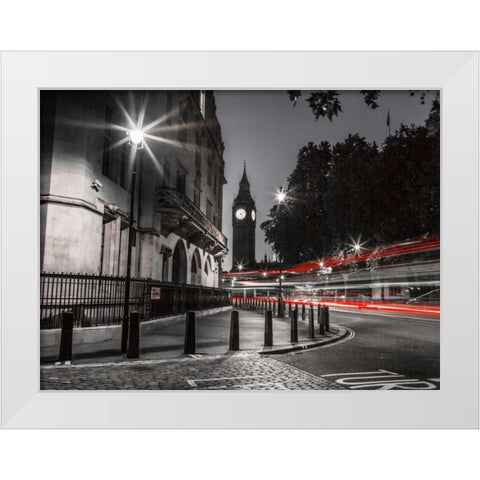 View of Big Ben from street, London, UK White Modern Wood Framed Art Print by Frank, Assaf