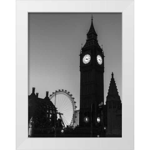View of Big Ben from street, London, UK White Modern Wood Framed Art Print by Frank, Assaf