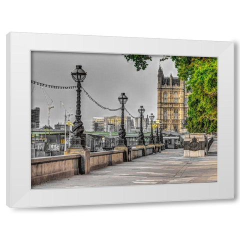 Thames promenade, London, UK White Modern Wood Framed Art Print by Frank, Assaf