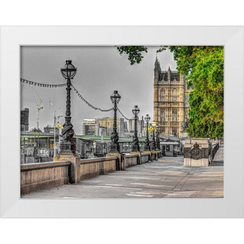 Thames promenade, London, UK White Modern Wood Framed Art Print by Frank, Assaf