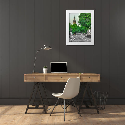 Big Ben from city street, London White Modern Wood Framed Art Print by Frank, Assaf