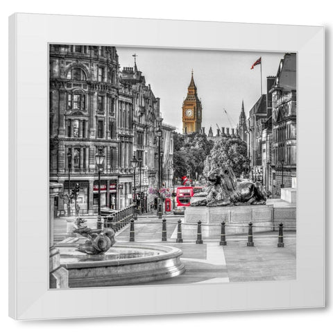 Trafalgar Square, London, UK White Modern Wood Framed Art Print by Frank, Assaf