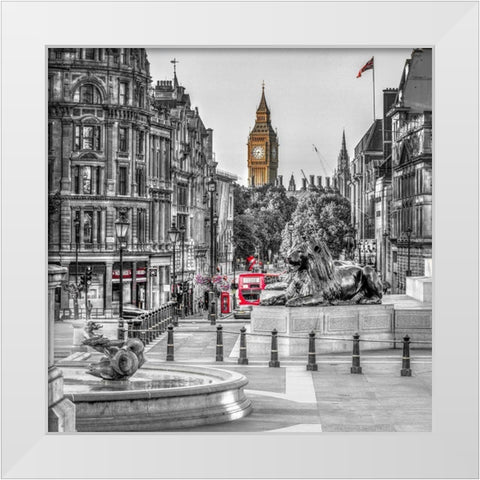 Trafalgar Square, London, UK White Modern Wood Framed Art Print by Frank, Assaf