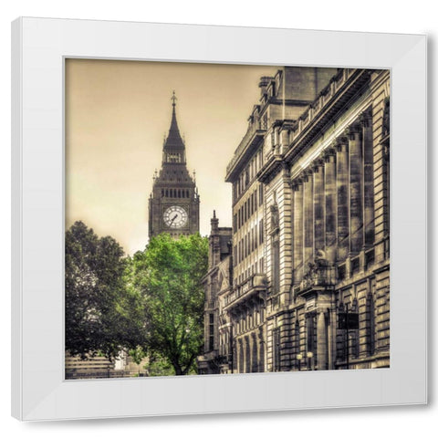 View of Big Ben from Trafalgar Square, London, UK White Modern Wood Framed Art Print by Frank, Assaf