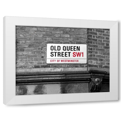 Old Queen street signboard, London, UK White Modern Wood Framed Art Print by Frank, Assaf