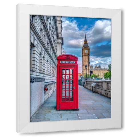 Telephone booth with Big Ben, London, UK White Modern Wood Framed Art Print by Frank, Assaf